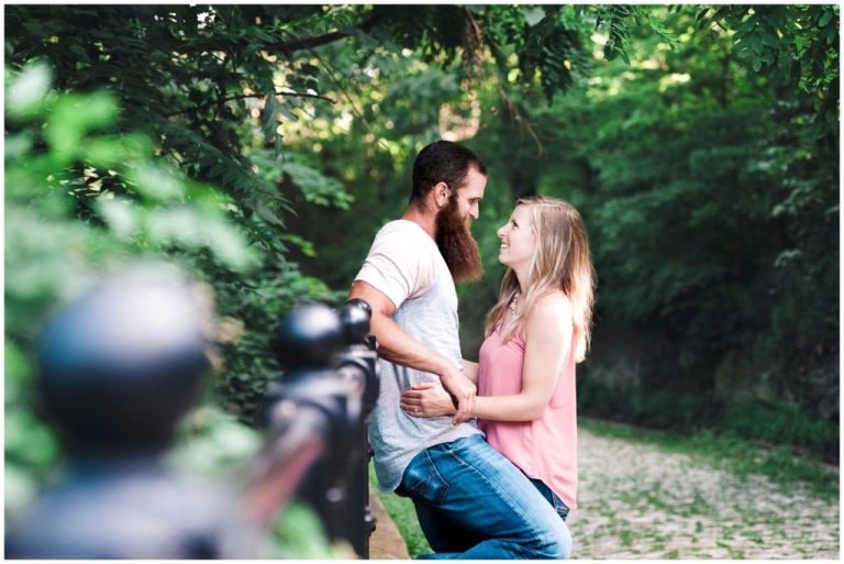engaged couple at schenley park pittsburgh