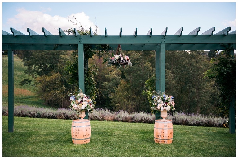 wedding alter and flowers at Destiny Hill Farm fall wedding