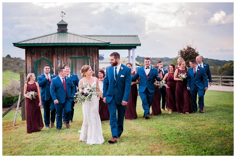 wedding party at Destiny Hill Farm fall wedding