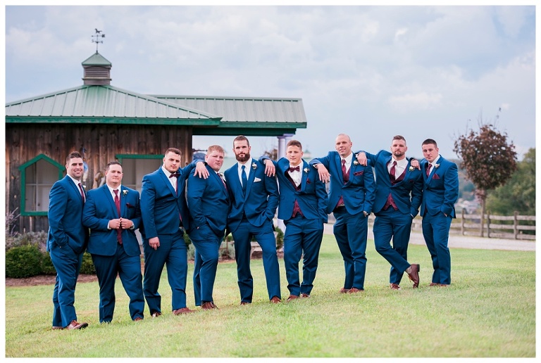 groomsmen and groom at Destiny Hill Farm fall wedding