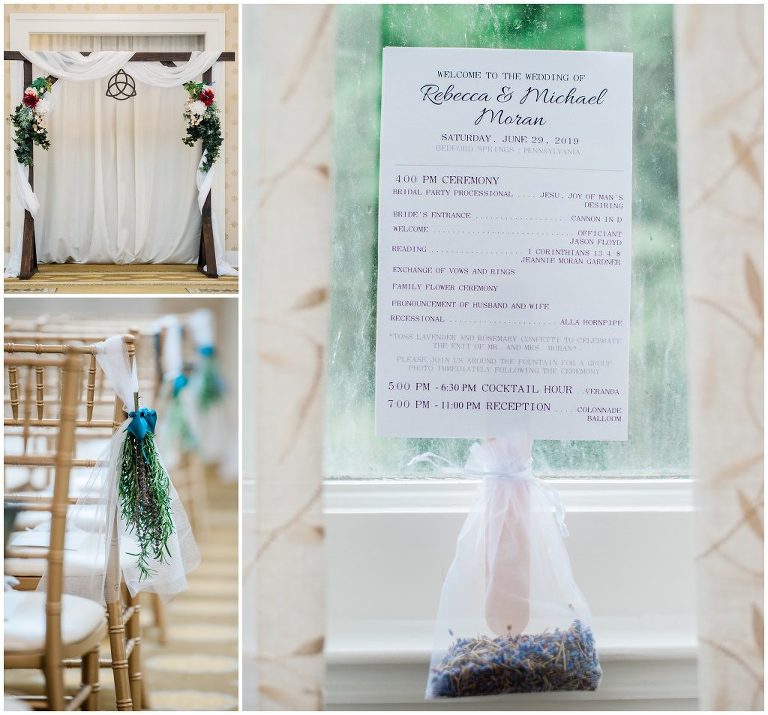 ceremony detail shots Omni Bedford Springs Resort wedding