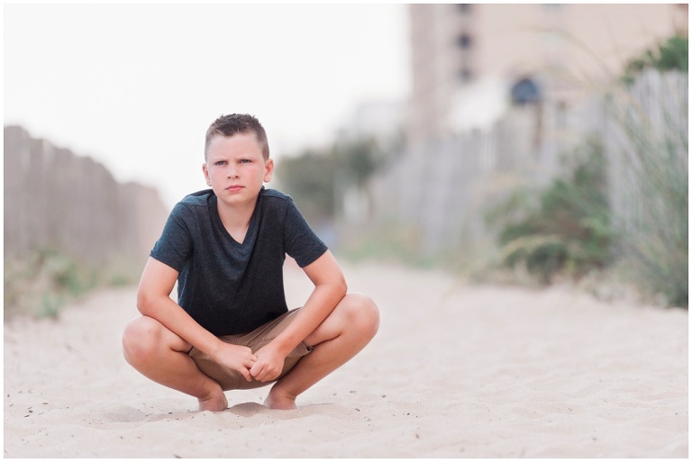 preteen boy portrait on ocean city maryland beach